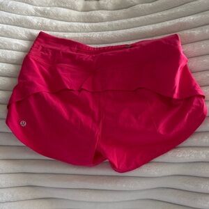 lululemon athletica speed up mid rise lined 4” pink shorts